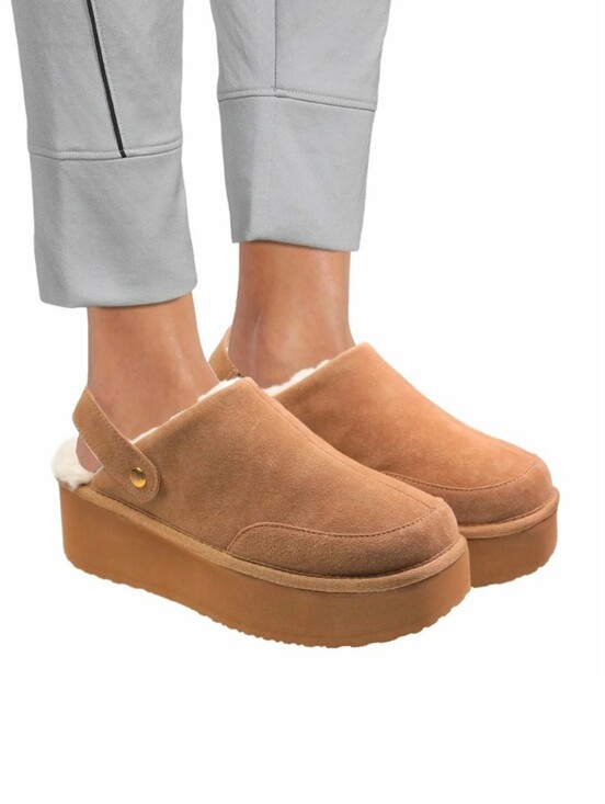 Joyspun Shoes - Joyspun Platform Slingback Women's Clogs Faux Fur Suede Slides Mule Size 8